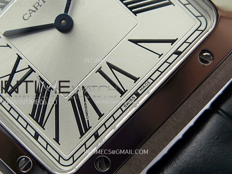 Santos Dumont 46.6mm SS F1F Best Edition Silver Dial on Blue Leather Strap Quartz